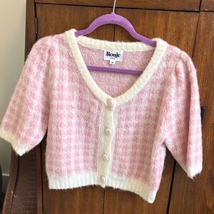 Rouje Pink and Cream Knit Cardigan